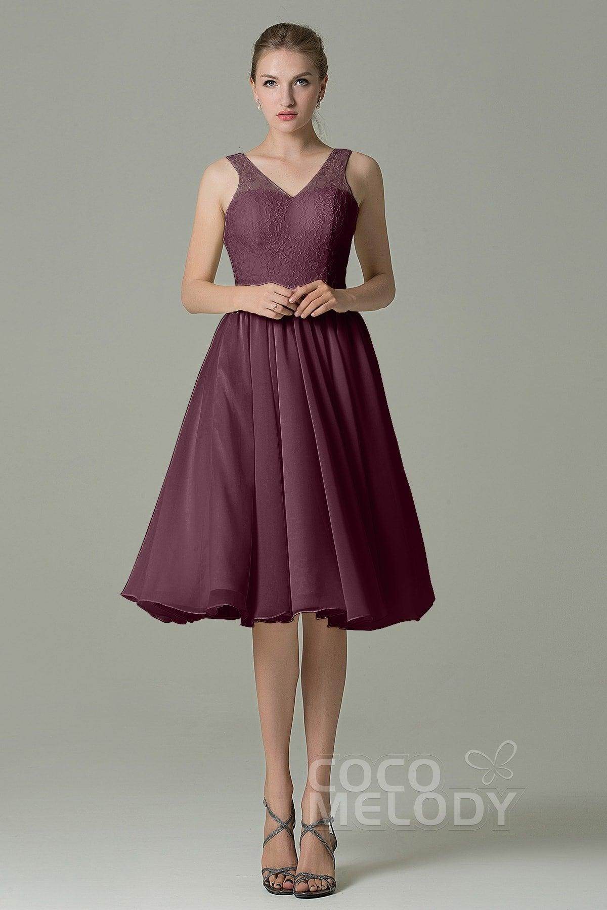 A-Line Knee Length Lace Short Bridesmaid Dress COZK16001 - COCOMELODY